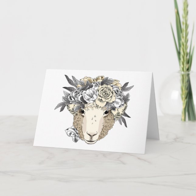 Blommigt Halo Sheep Kort (Framsida)