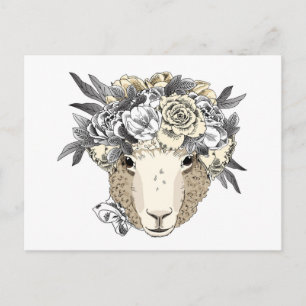 Blommigt Halo Sheep Vykort