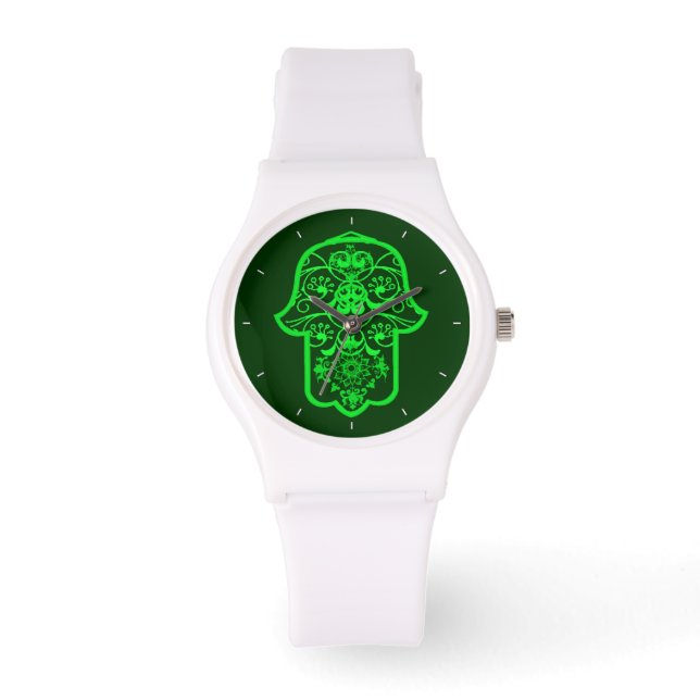 Blommigt Hamsa Armbandsur (Framsida)