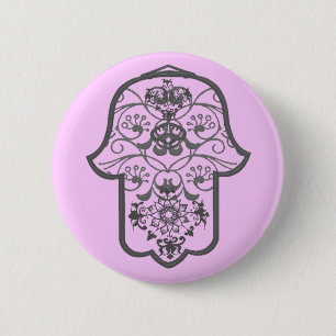 Blommigt Hamsa Knapp