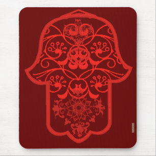 Blommigt Hamsa (röd) Musmatta