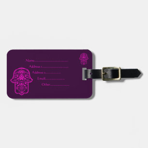 Blommigt Hamsa Rosa Bagagebricka
