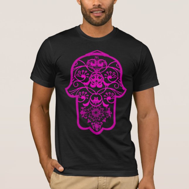 Blommigt Hamsa Rosa Tee (Framsida)