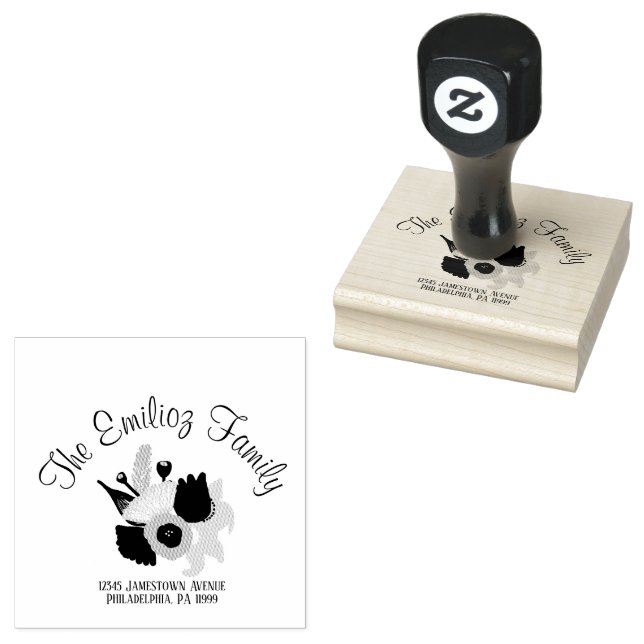 Blommigt Hand plockade Adress Rubber Frimärke Stämpel (Stämplad)