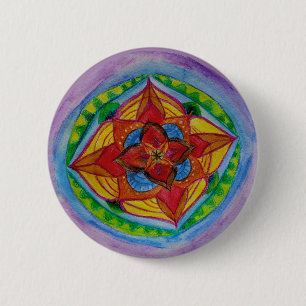 Blommigt Hand plockade Mandala Art-knapp Knapp