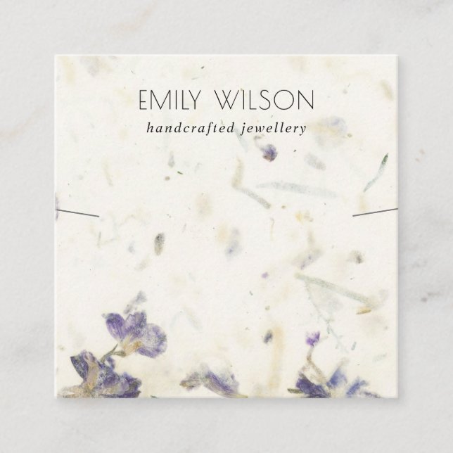 Blommigt Handmade Papper Struktur Necklace-Visning Fyrkantigt Visitkort (Framsida)