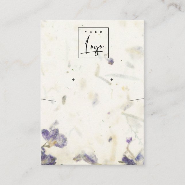 Blommigt Handmade Pappra Struktur Earring Necklace Visitkort (Framsida)