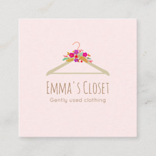Blommigt Hanger Consignation Clothing Boutique Fyrkantigt Visitkort