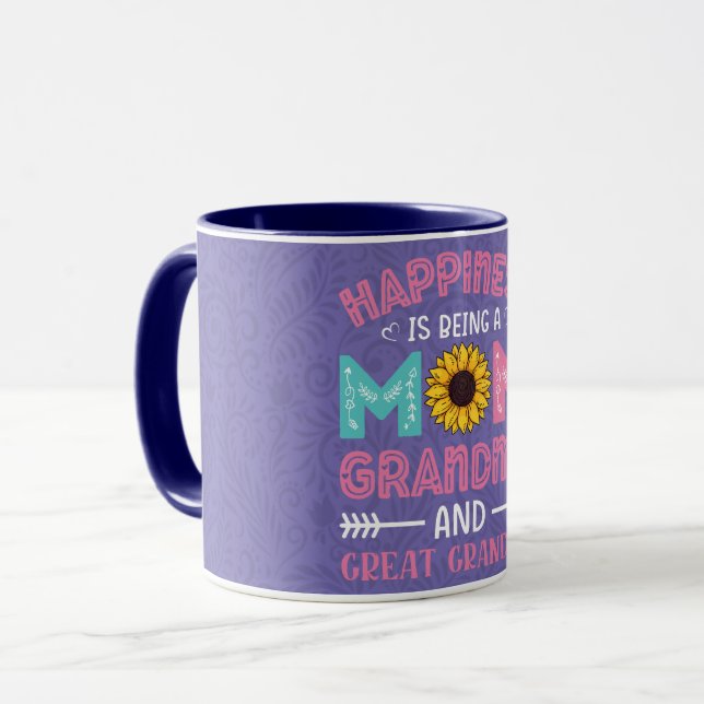 Blommigt Happee är Mamma & Grandma Coffee Mugg (Framsida vänster)