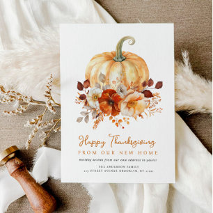 Blommigt Happy thanksgiving flytta-meddelandekort Julkort