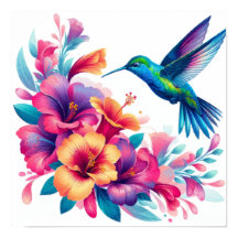 Blommigt Harmony: Hummingbird Elegance