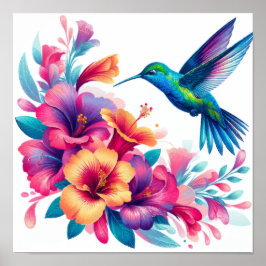 Blommigt Harmony: Hummingbird Elegance Poster