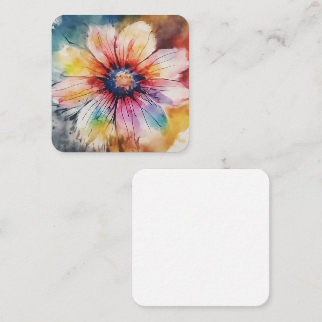 Blommigt Harmony in Pastel Färg Fyrkantigt Visitkort (Fram/baksida)