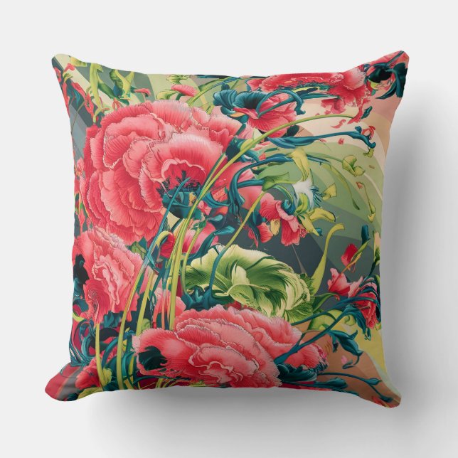 Blommigt Harmony: Ukiyo-e Inspired Bedding Set Kudde (Framsida)