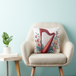 Blommigt Harp Dekorativ kudde