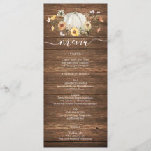 Blommigt Harvest Pumpkin Bröllop Menus