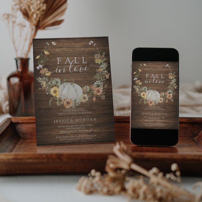 Blommigt Harvest Pumpkin Fall i Kärlek Möhippa Inbjudningar (Skapare uppladdad)