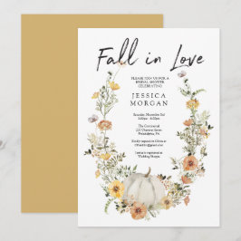 Blommigt Harvest Pumpkin Fall i Kärlek Möhippa  Inbjudningar