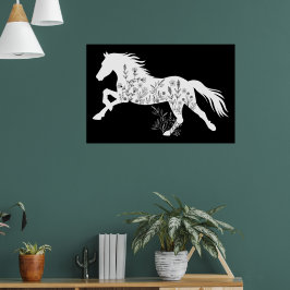 Blommigt Hästdjur Poster