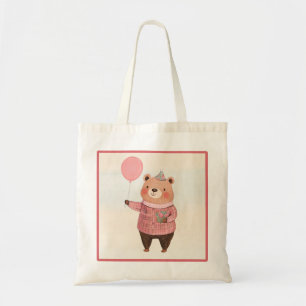 Blommigt Hat Bear med Rosa Play Sweater Tygkasse