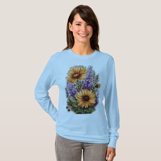 Blommigt Haven T Shirt (Hel framsida)