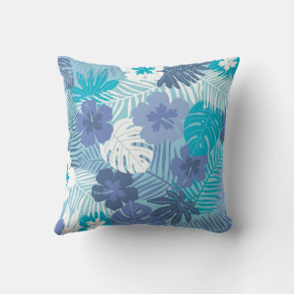 Blommigt Hawaiian Blue Tones Kudde