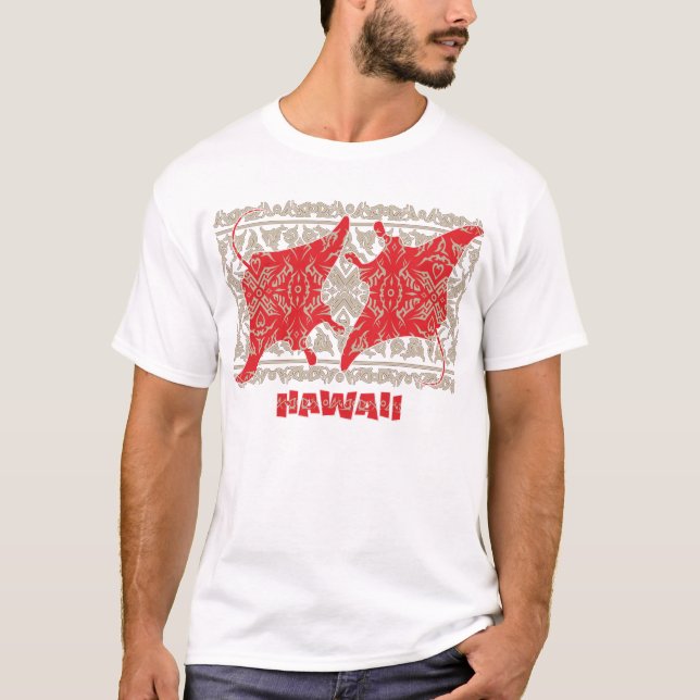 Blommigt Hawaiian Manta Ray T Shirt (Framsida)