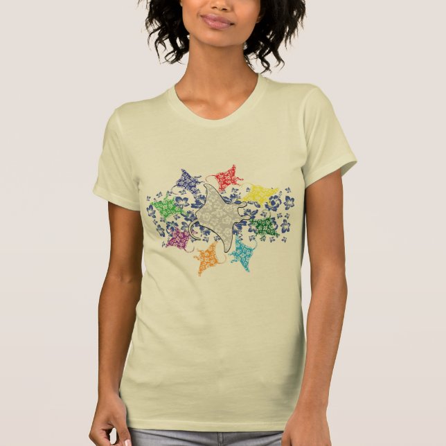 Blommigt Hawaiian Manta Ray T Shirt (Framsida)