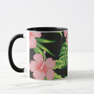 Blommigt Hawaiian Mörk Mugg