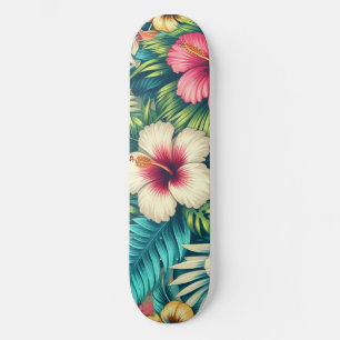 Blommigt hawaiiska/tropiska mini skateboard bräda 18,5 cm