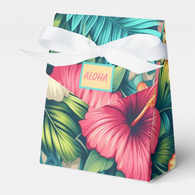 Blommigt hawaiiska/tropiska presentaskar (Framsidan Sidan)