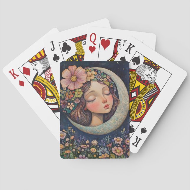 Blommigt Headdress & Crescent Måne Casinokort (Baksidan)