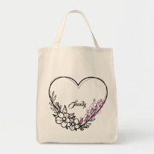 Blommigt Heart Bridesmaid Personlig Gift Tote Bag