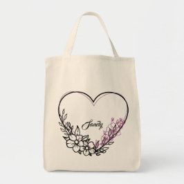 Blommigt Heart Bridesmaid Personlig Gift Tote Bag Tygkasse