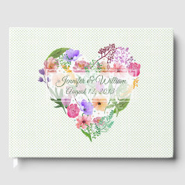 Blommigt Heart Bröllop Guest Bok