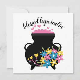 Blommigt Heart Bubble Witch Cauldron Lupercalia Vi Julkort