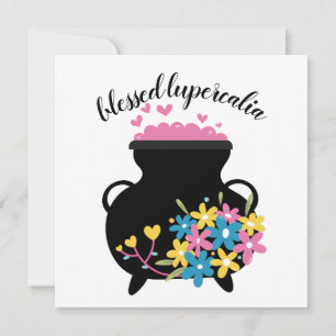 Blommigt Heart Bubble Witch Cauldron Lupercalia Vi Julkort