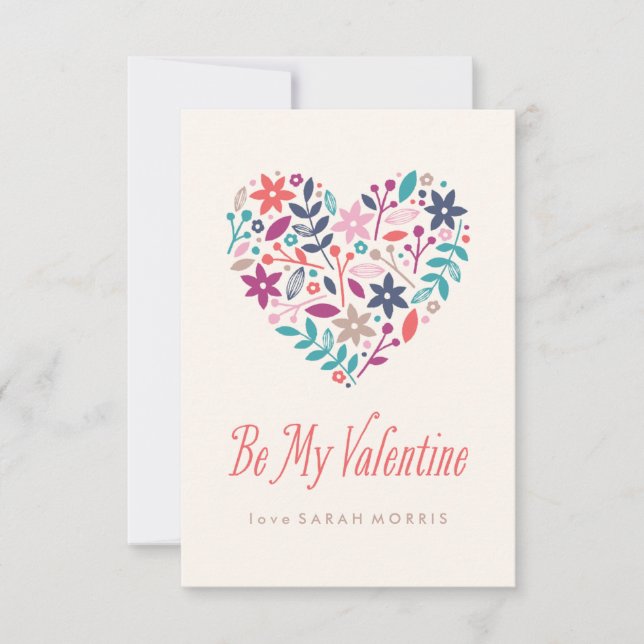 Blommigt Heart Classroom Valentine Inbjudningar (Framsida)