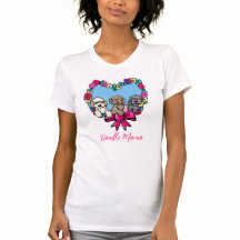 Blommigt Heart Doodle Hund T-Shirt