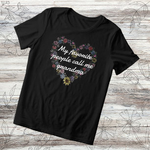 Blommigt Heart Favorite Folk kallar mig Grandma T Shirt