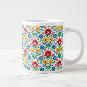 Blommigt Heart FolArt Mönster Jumbo Mugg