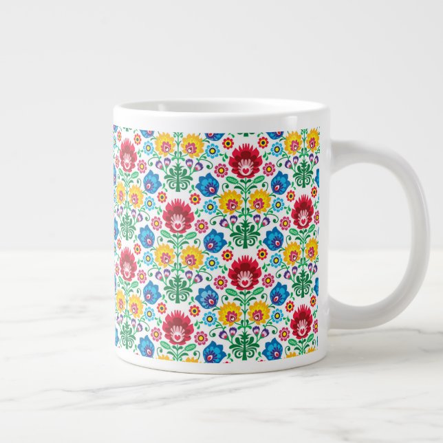 Blommigt Heart FolArt Mönster Jumbo Mugg (Höger)