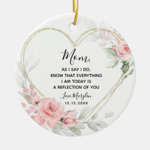 Blommigt Heart Geometric Budens mamma Julgransprydnad Keramik