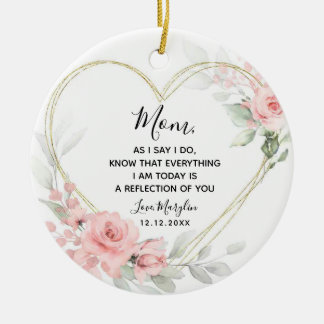  Blommigt Heart Geometric Budens mamma Julgransprydnad Keramik