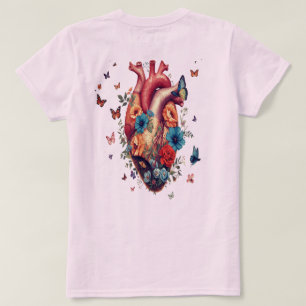 Blommigt Heart-grafik T-Shirt Konstnärligt bloom