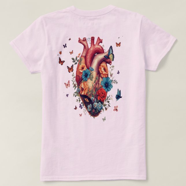 Blommigt Heart-grafik T-Shirt | Konstnärligt bloom (Design baksida)