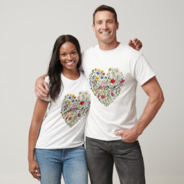 Blommigt Heart Kärlek T Shirt