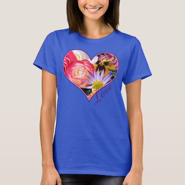 Blommigt Heart Kärlek Tee (Framsida)
