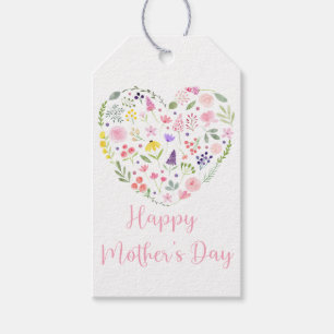 Blommigt Heart Lycklig Mors dag Gift Märkres Presentetikett