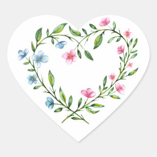 Blommigt Heart-märke Hjärtformat Klistermärke